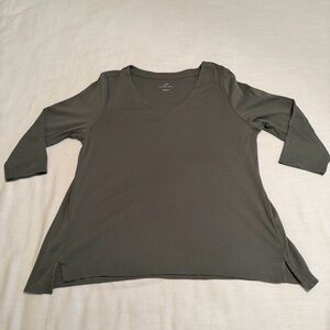 J. Jill Olive Long Sleeve Pima Cotton Tee Size L